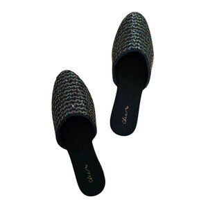 Cheemo Black Jeweled Beaded Mule Shoes India 41 10 New